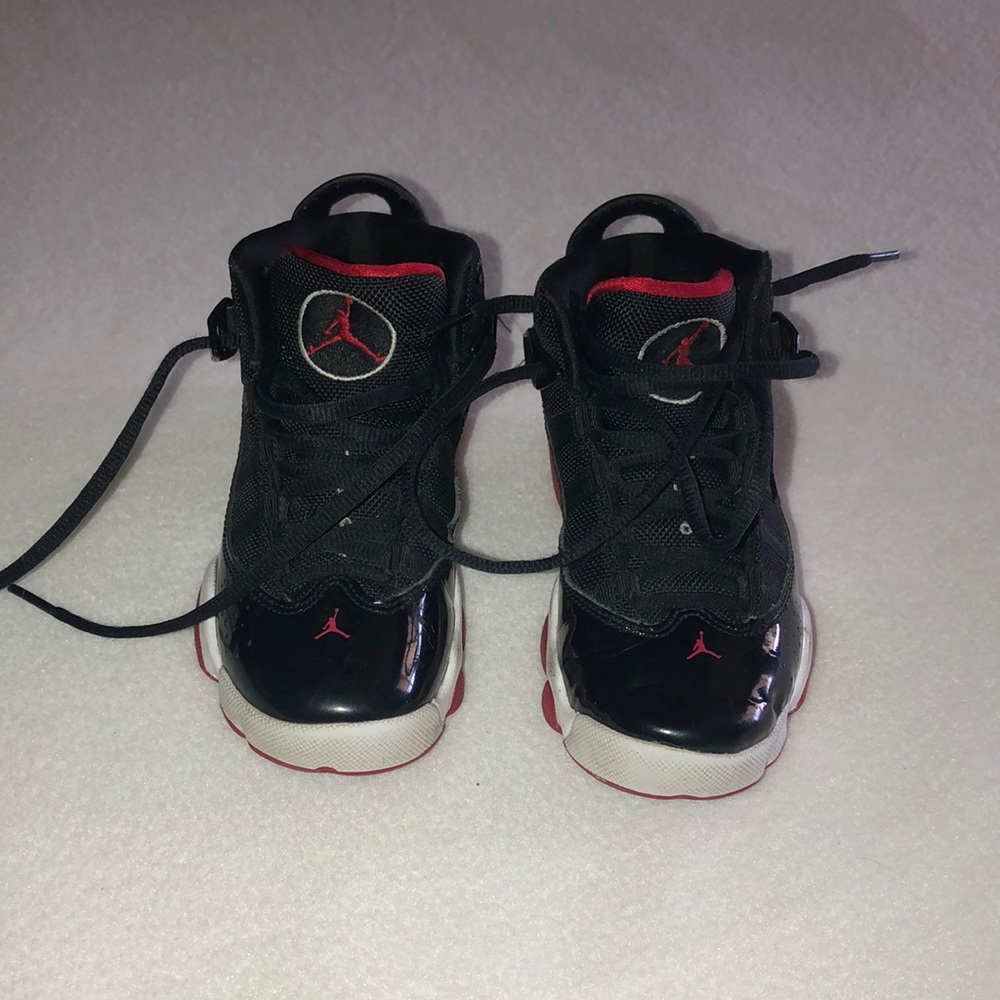 Boys black and Red Air Jordan’s